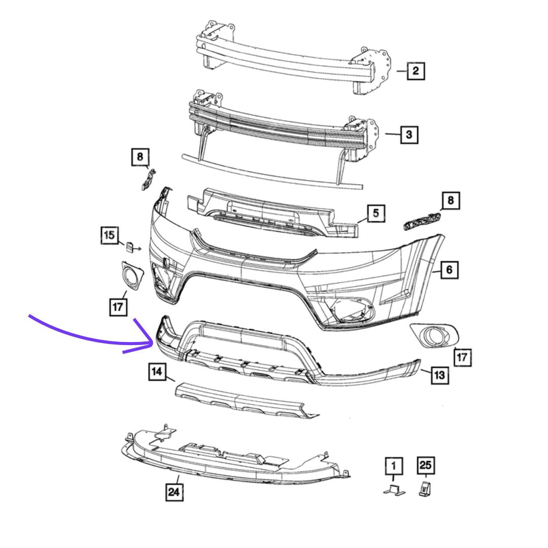FALDÓN SPOILER PARACHOQUE DELANTERO DODGE JOURNEY 2011 - 2019 - Prime Repuestos